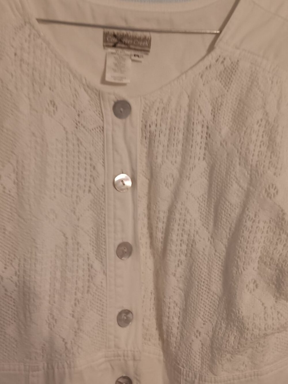 Vintage Coldwater Creek White 100% Cotton Midi Dress with Crochet Detail - Picture 5 of 6